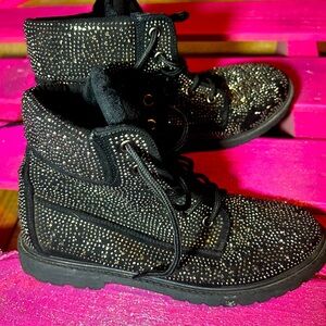 Rock and Candy rhinestone Combat Boots, size 8